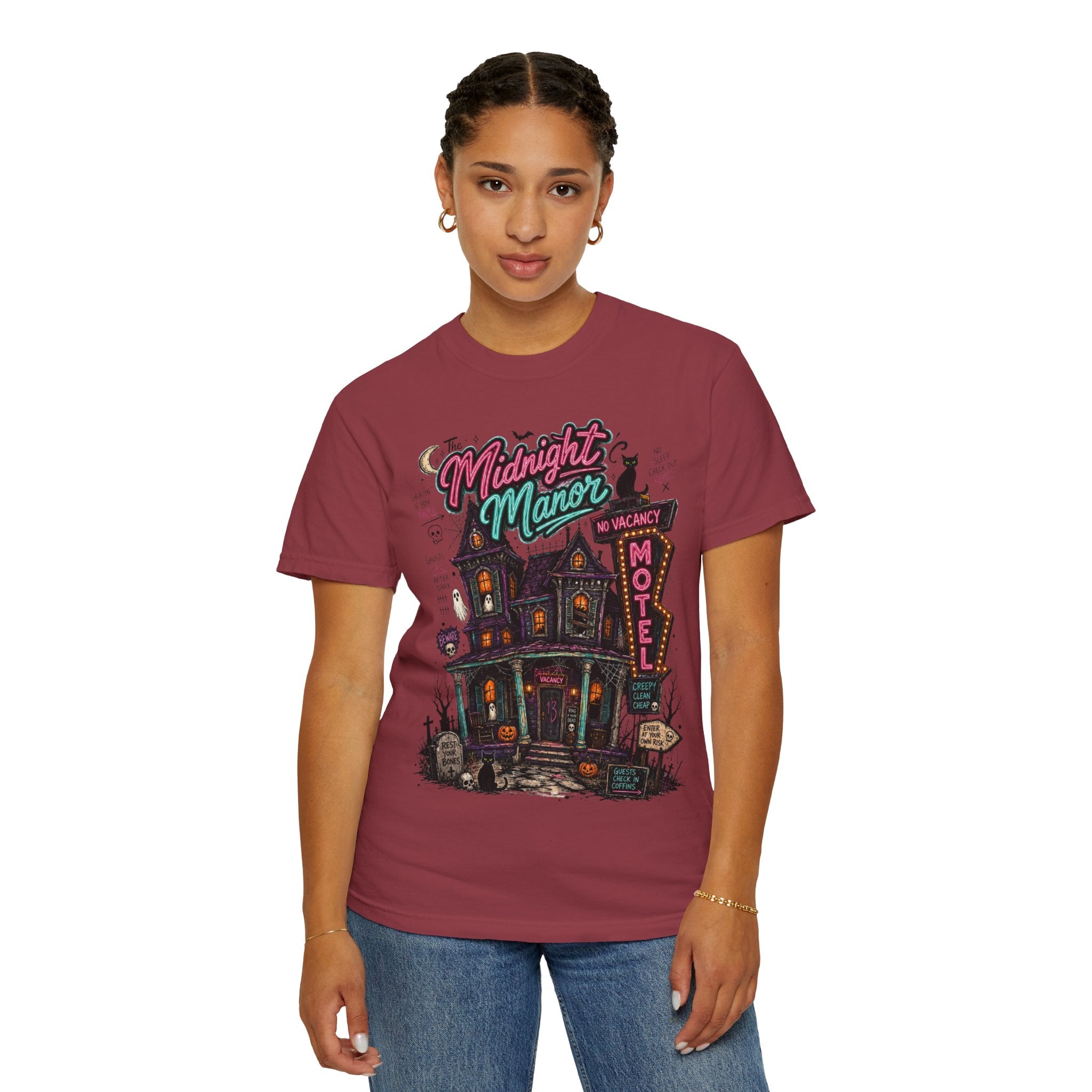 Midnight Manor Motel T-Shirt — Haunted House Horror Tee. Midnight Eye, LLC