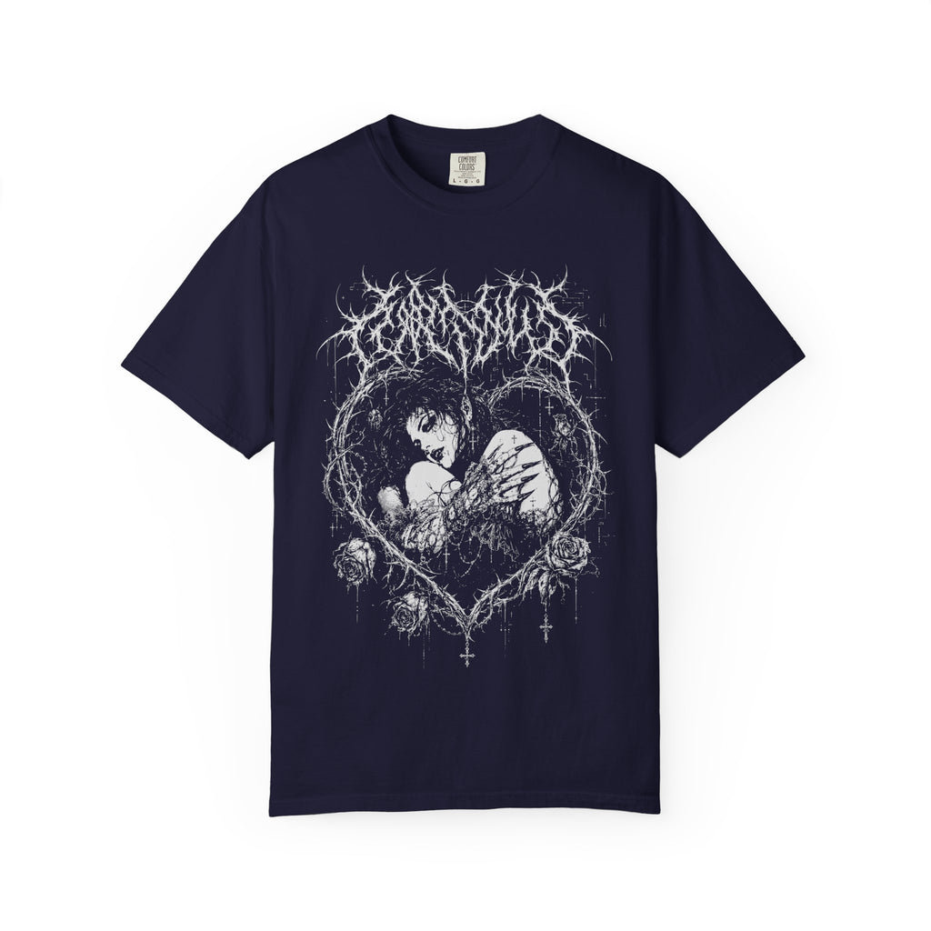Goth Metal Vampire and Thorn Heart Graphic T‑Shirt  - Alternative Tee