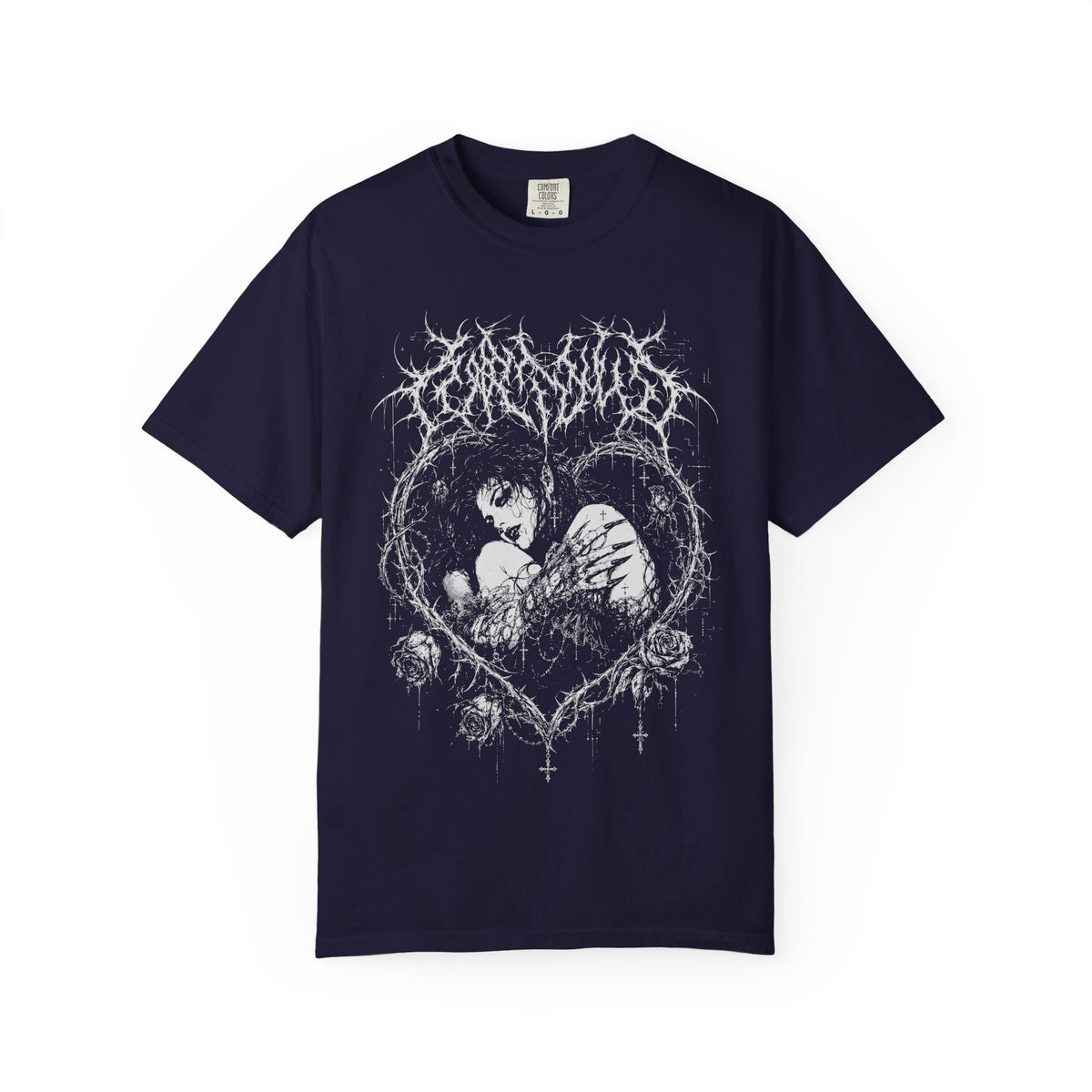 Goth Metal Vampire and Thorn Heart Graphic T‑Shirt  - Alternative Tee