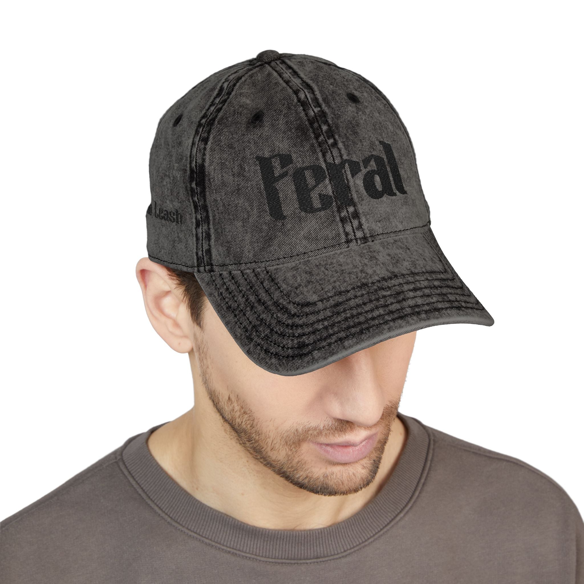 Vintage Embroidered Cap — Washed Black Distressed Dad Hat - Midnight Eye, LLC
