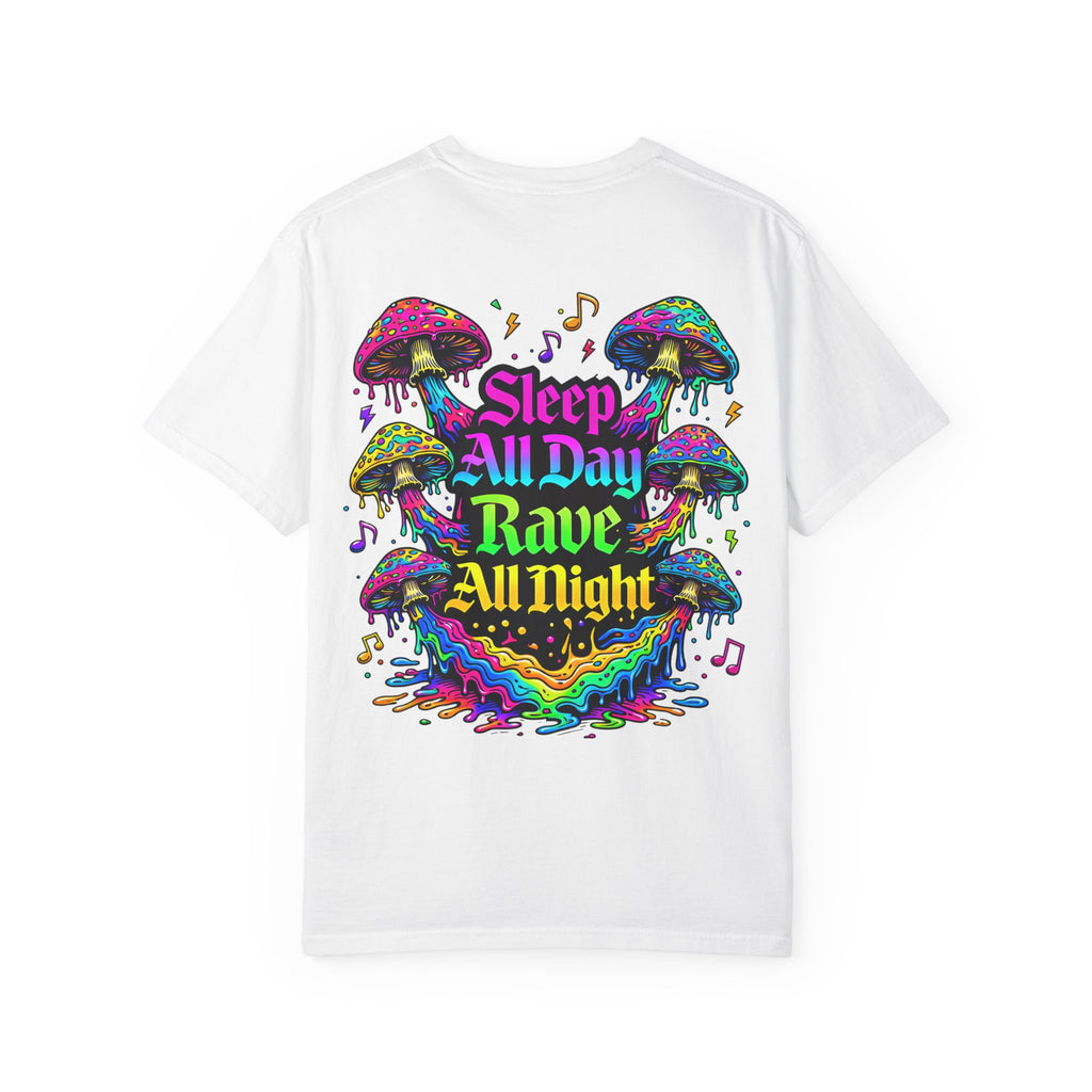 Rave Mushroom T-Shirt — “Mushroom Powered” Psychedelic Festival Tee - Midnight Eye, LLC
