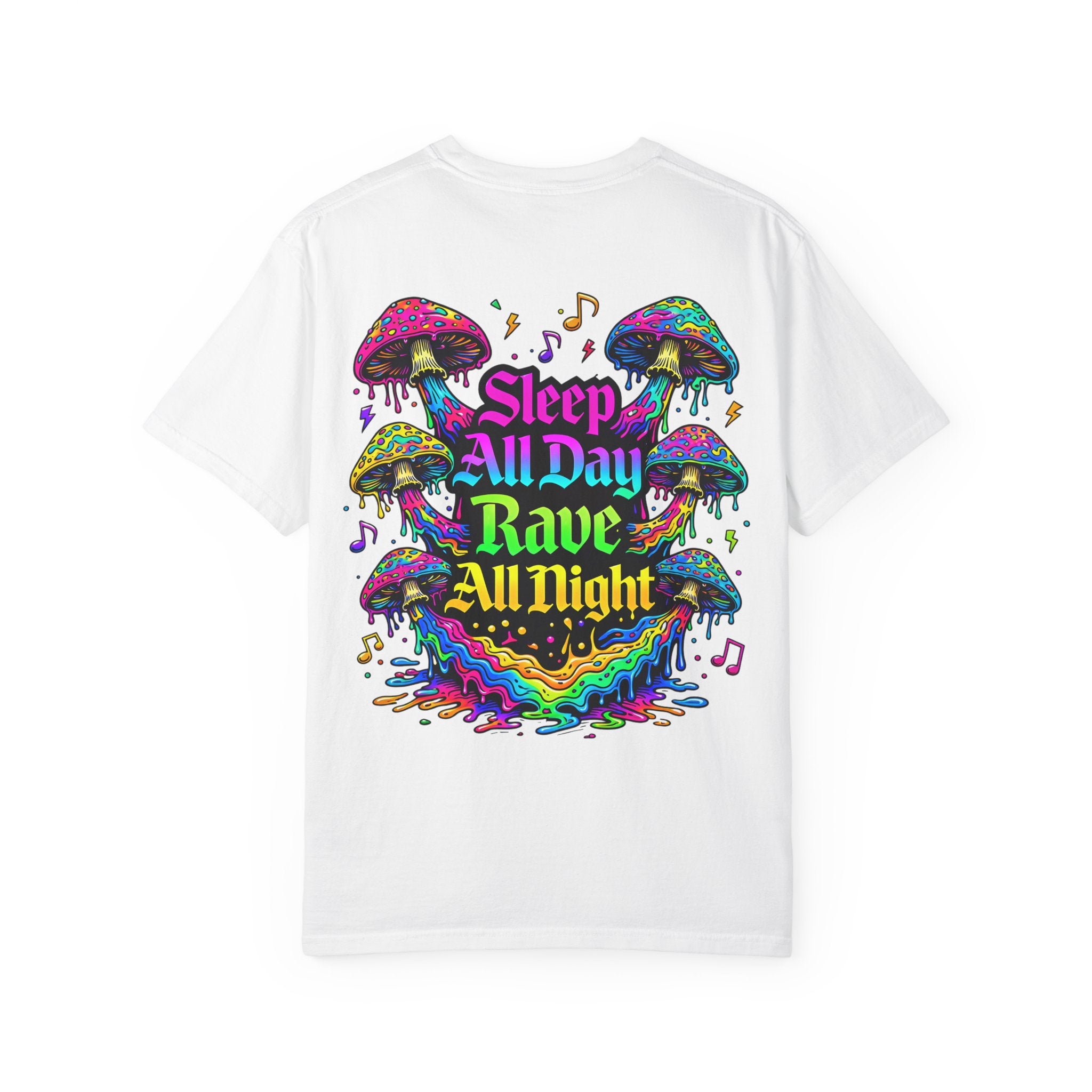 Rave Mushroom T-Shirt — “Mushroom Powered” Psychedelic Festival Tee - Midnight Eye, LLC