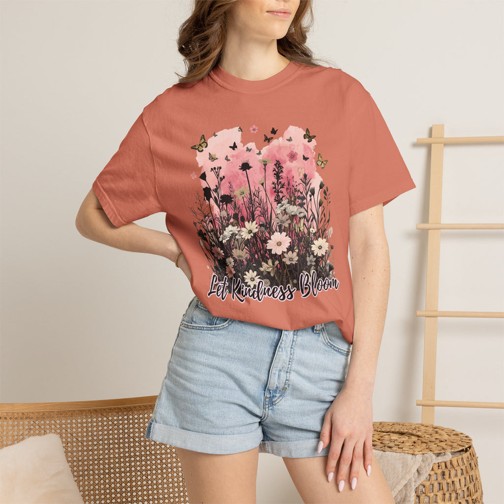 Let Kindness Bloom T-Shirt — Floral Garden Graphic Tee - Cute Motivational T-Shirt. Midnight Eye, LLC
