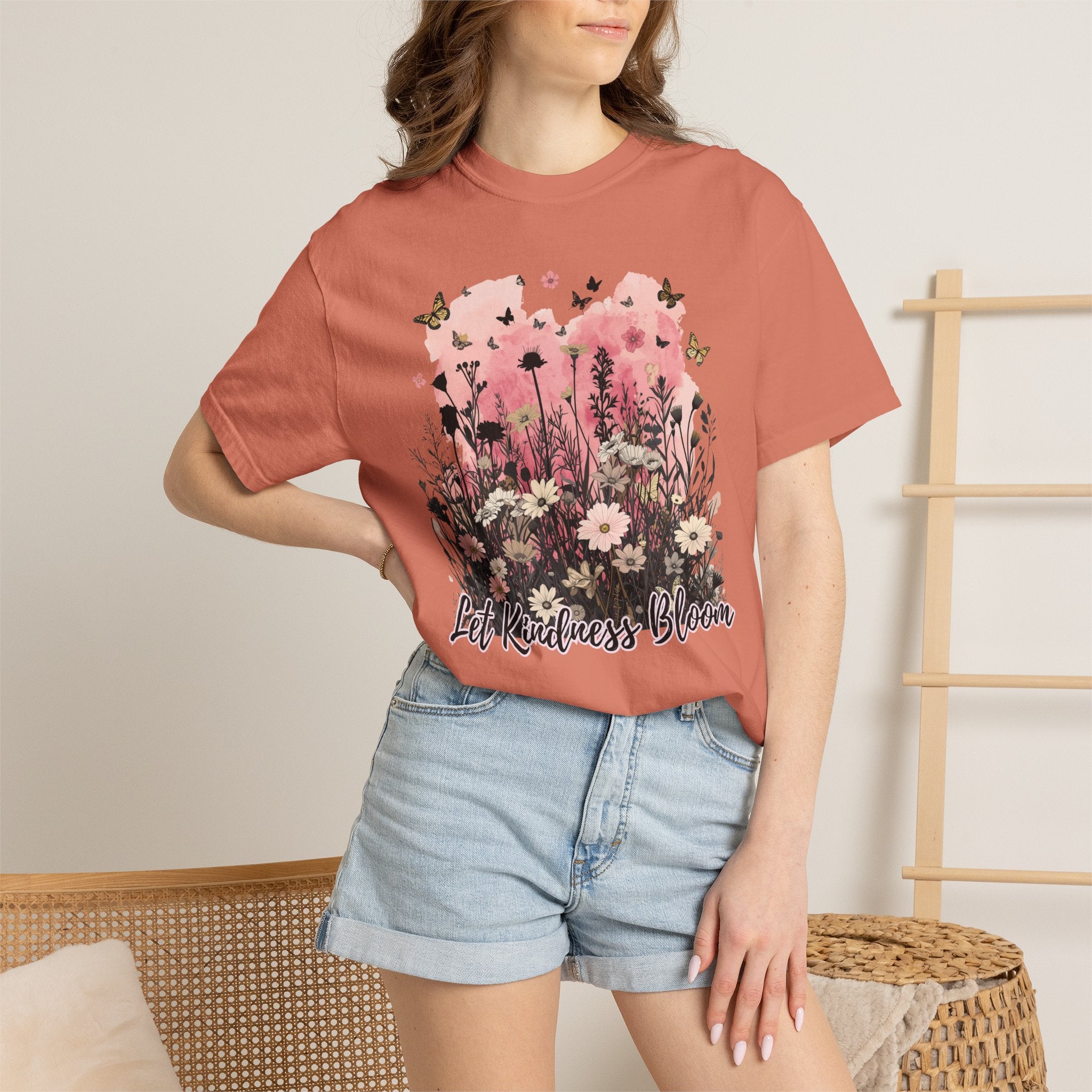 Let Kindness Bloom T-Shirt — Floral Garden Graphic Tee - Cute Motivational T-Shirt. Midnight Eye, LLC