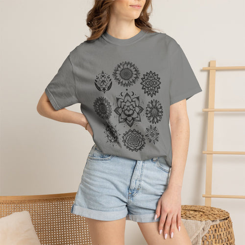 Boho Flower Collage T-Shit - Floral Graphic Tee - Gothic T-Shirt. Midnight Eye, LLC