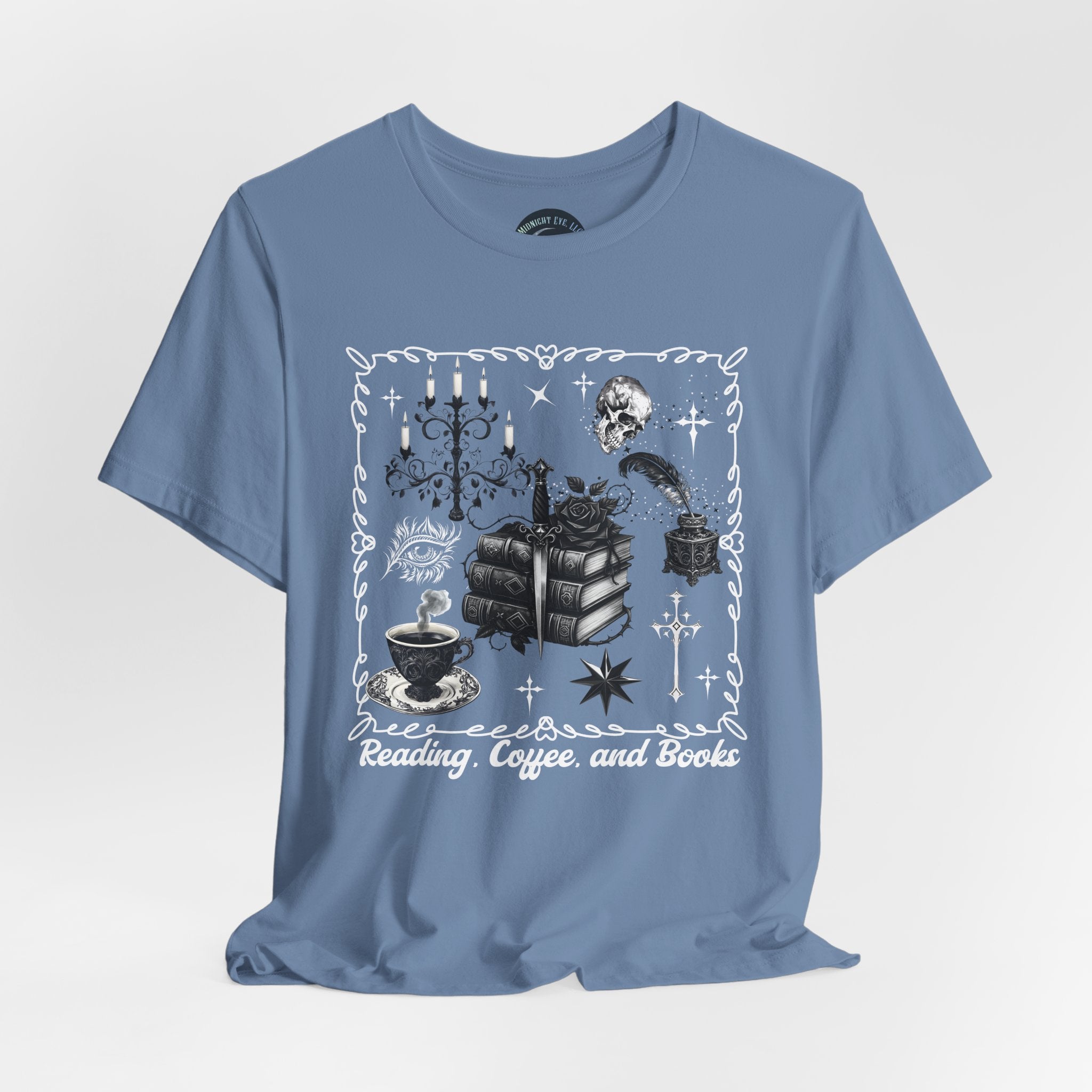 Reading, Coffee & Books T-Shirt — Cozy Gothic Booklover Tee