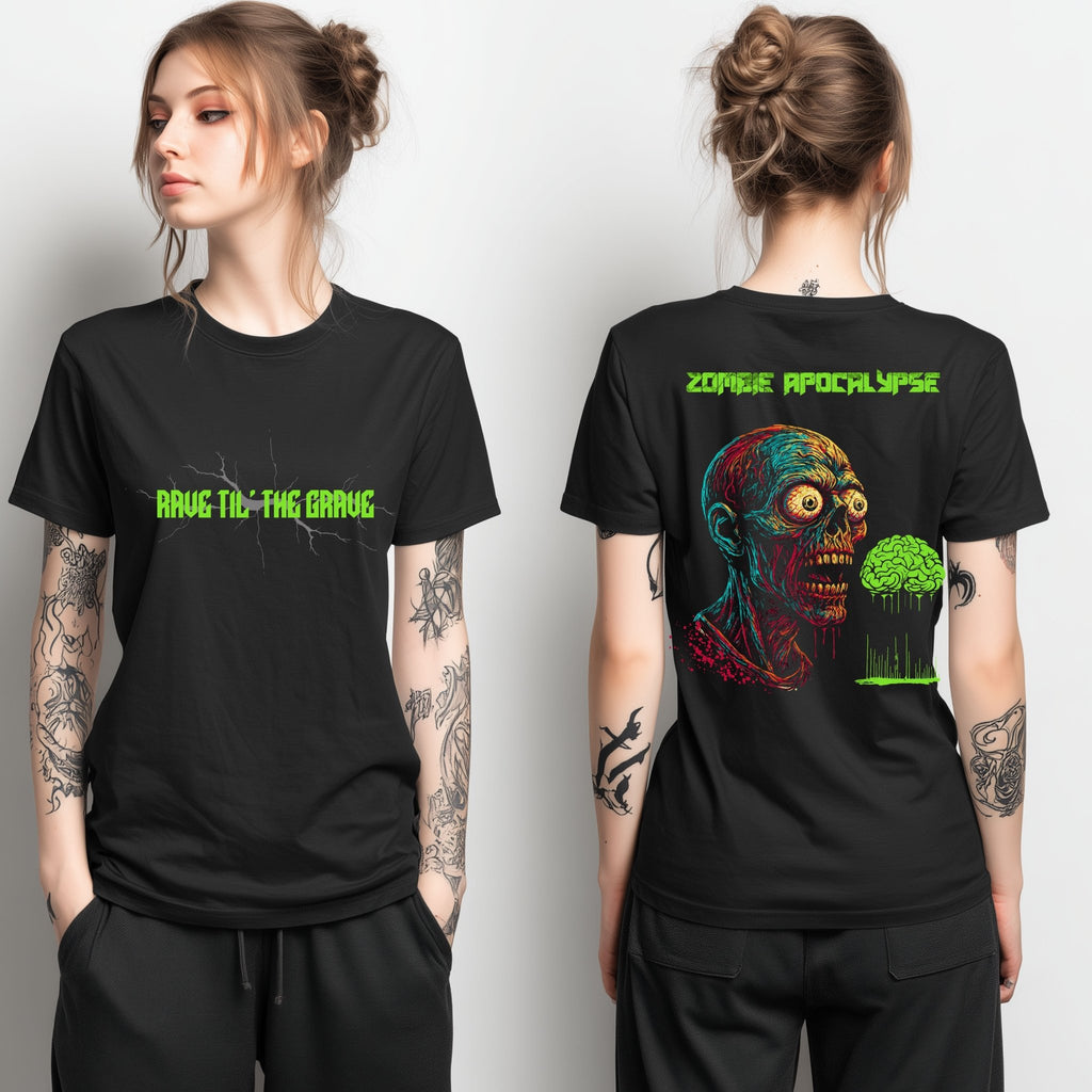 Zombie Apocalypse Tee — Horror Halloween Graphic T-Shirt - Raver T-Shirt - Midnight Eye, LLC