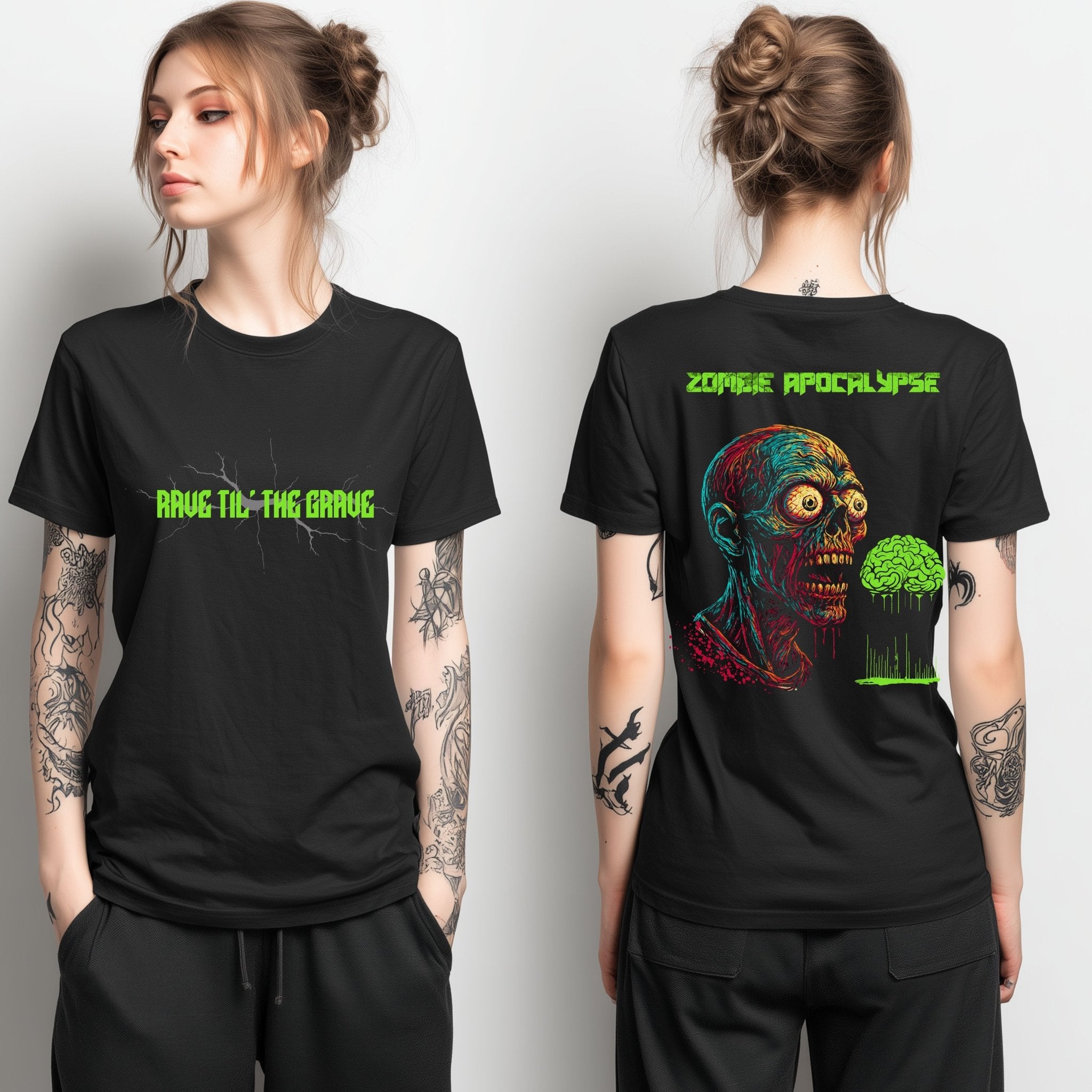 Zombie Apocalypse Tee — Horror Halloween Graphic T-Shirt - Raver T-Shirt - Midnight Eye, LLC