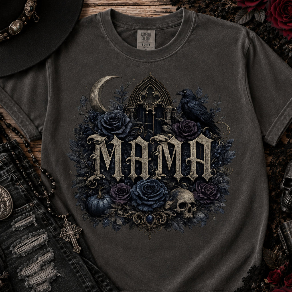 Mama Gothic Floral Skull T-Shirt — Dark Moon Mother's Day Gift