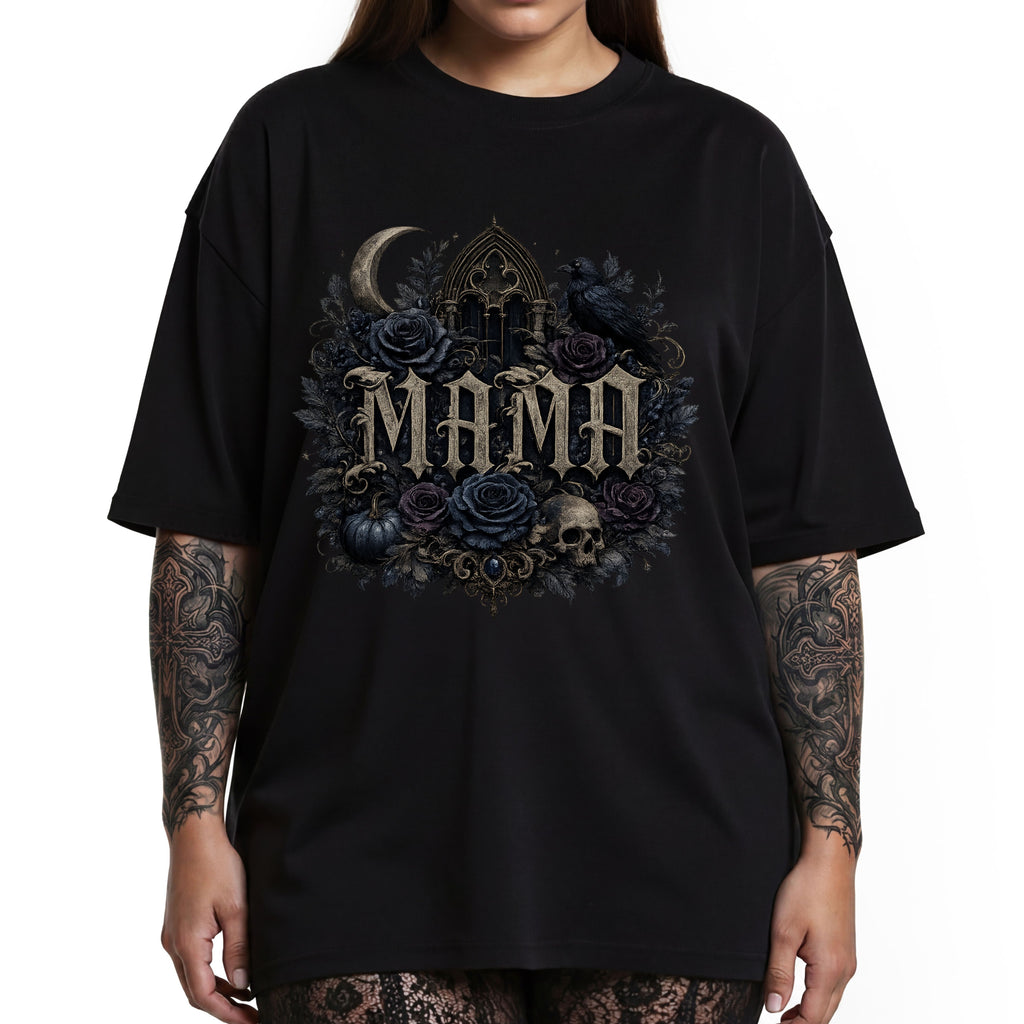 Mama Gothic Floral Skull T-Shirt — Dark Moon Mother's Day Gift