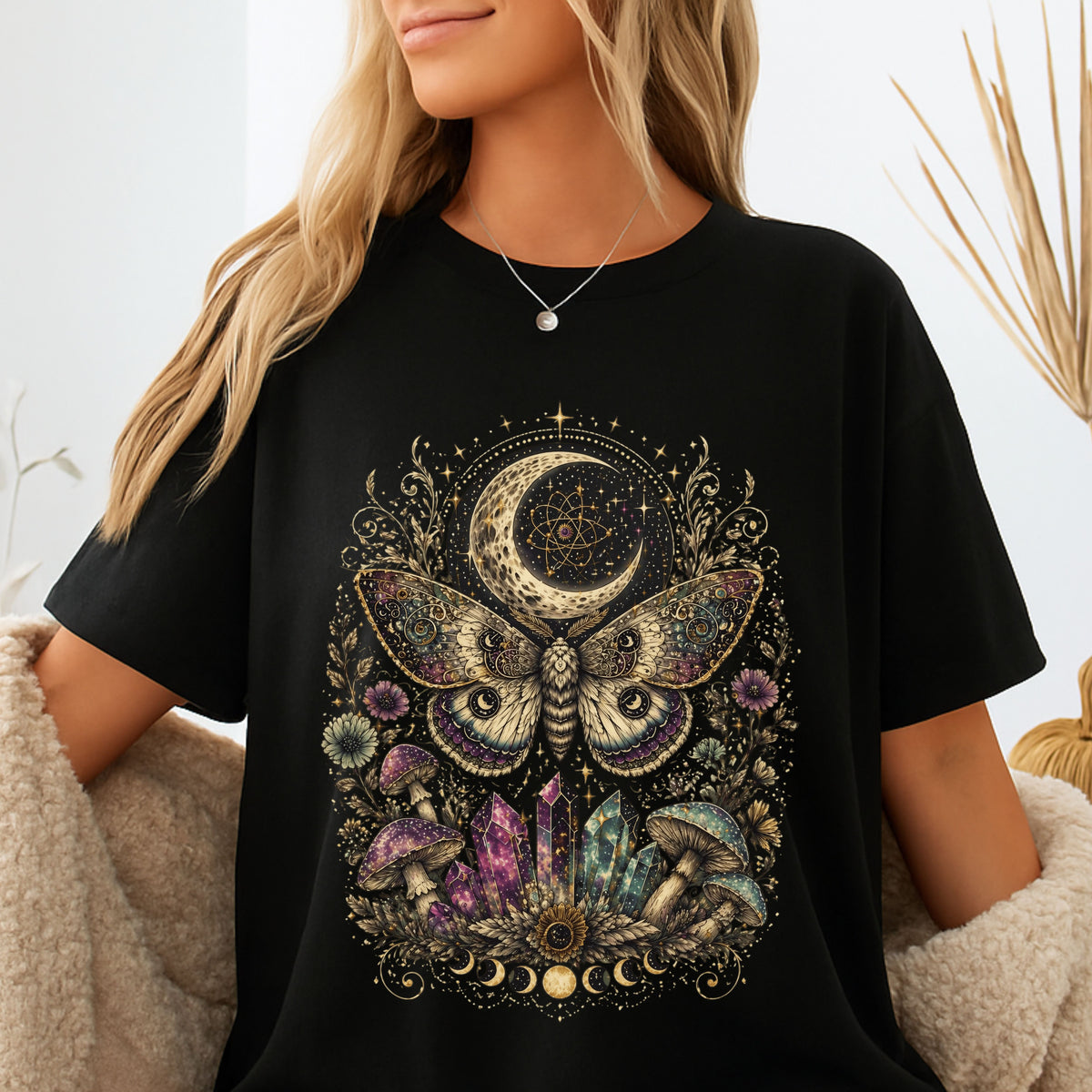 Mystic Moth & Moon Crystal T-Shirt - Gothic Tee