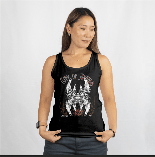 Winged Eye & Rose Tank Top — Gothic T-Shirt - Dark Aesthetic - Streetwear Tee - Midnight Eye, LLC
