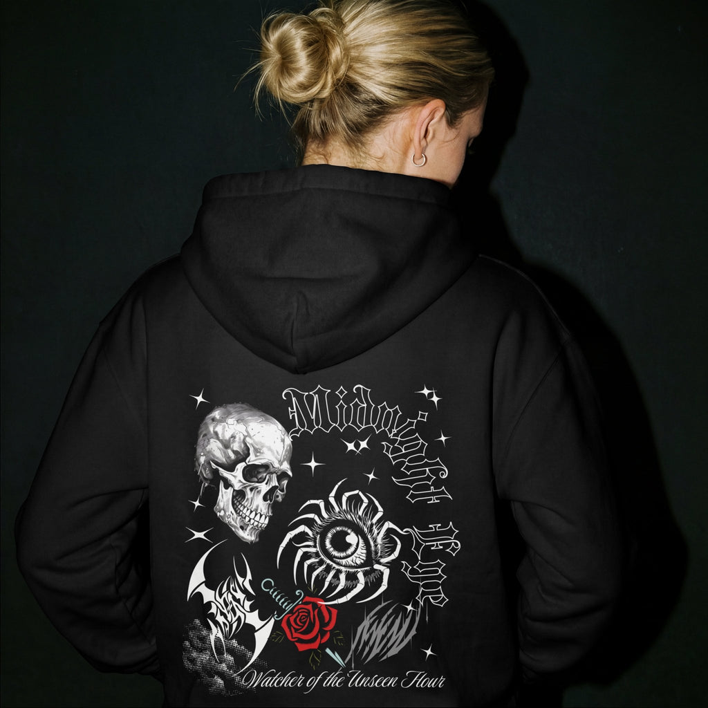 Skull Red Rose and Eye Graphic T-Shirt - Tattoo Gothic Tee - Streetwear Tee - Midnight Eye, LLC