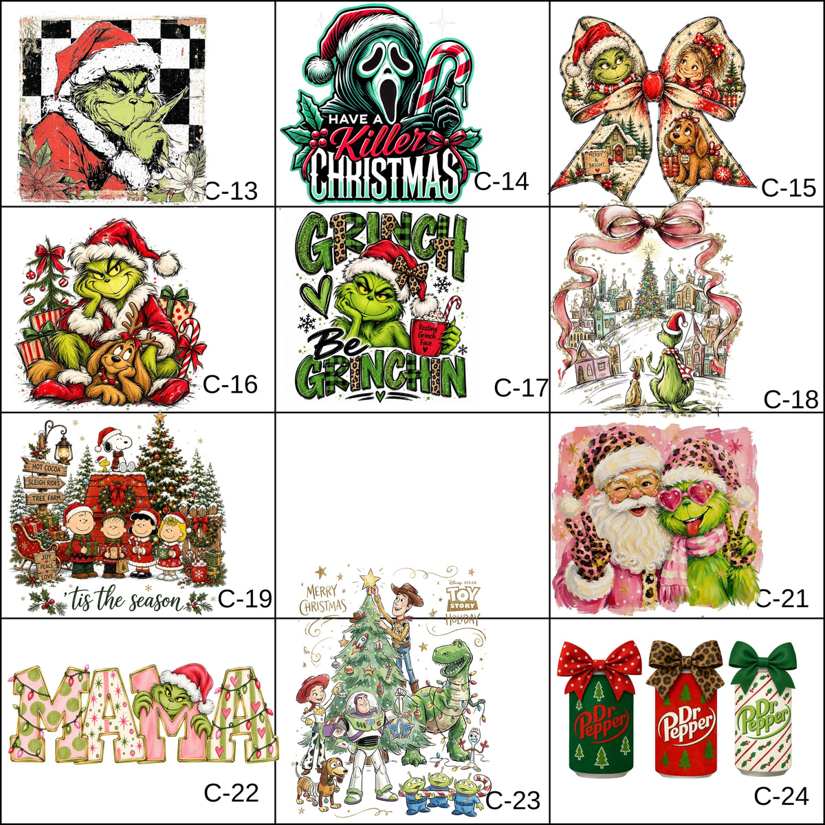 Designs: Fall - Christmas - Winter. DTF ONLY