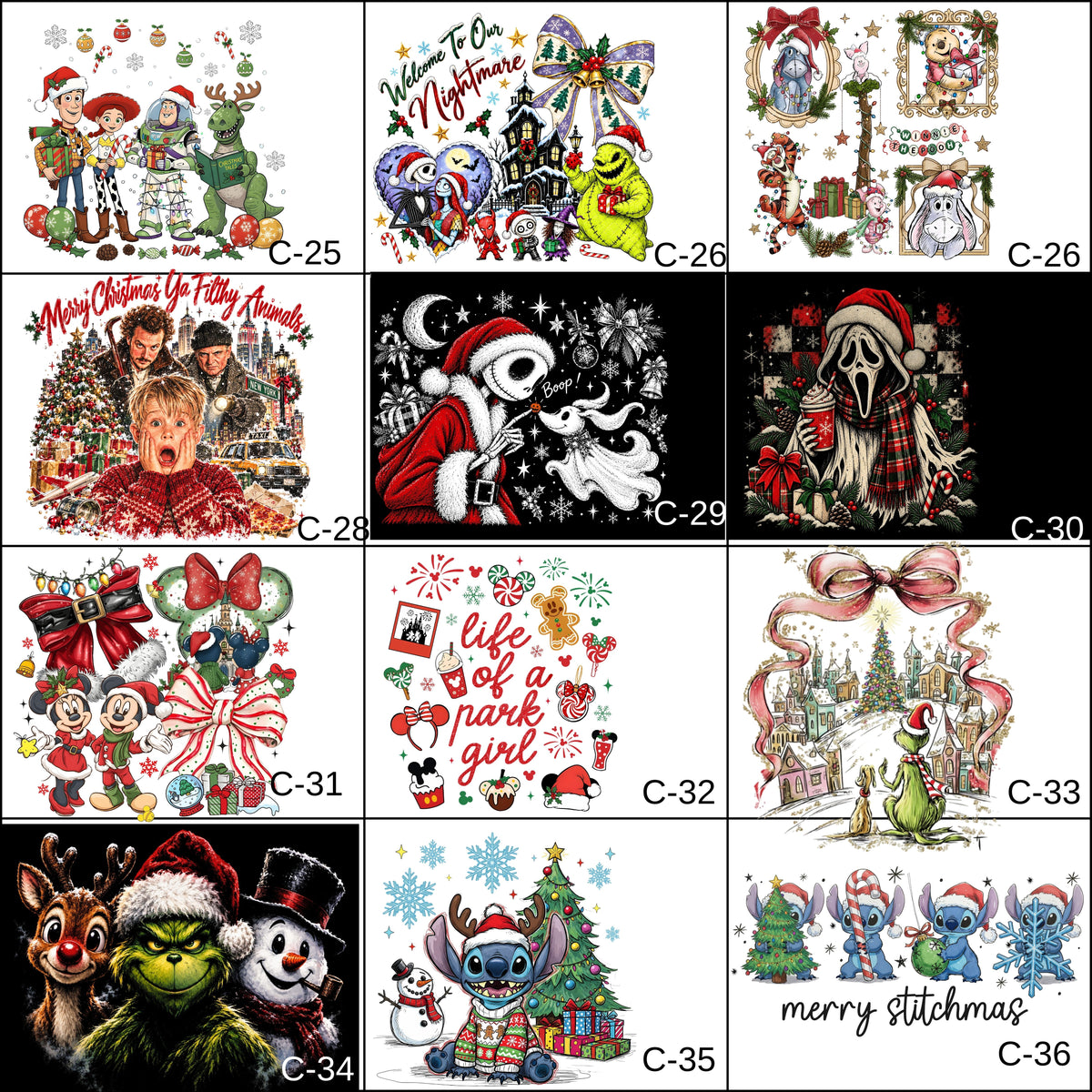 Designs: Fall - Christmas - Winter. DTF ONLY