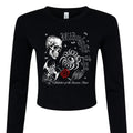 Midnight Eye Skull and Red Rose Long Sleeve Baby Tee - Gothic T-Shirt - Midnight Eye, LLC