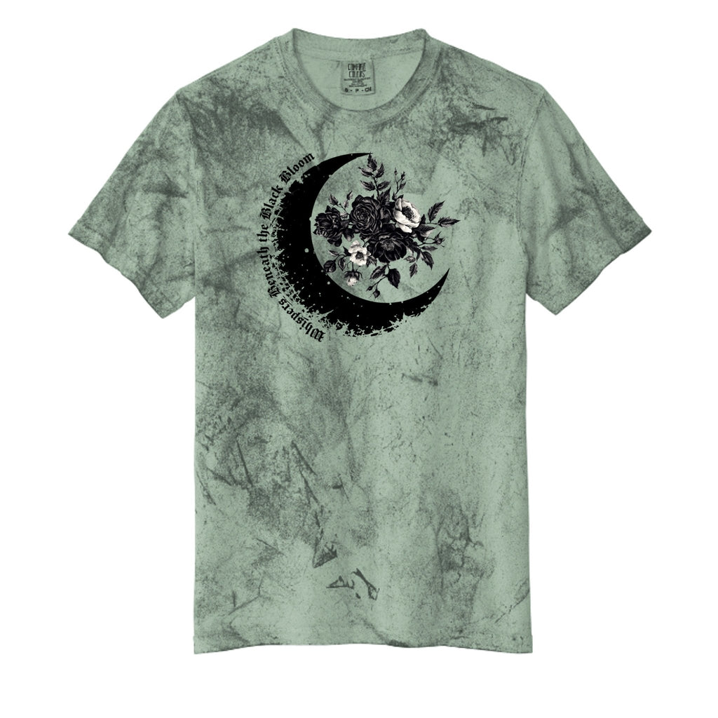 Floral Gothic Moon T-Shirt - Dark Aesthetic Design Tee - Mystical Moon & Floral Tee - Midnight Eye, LLC