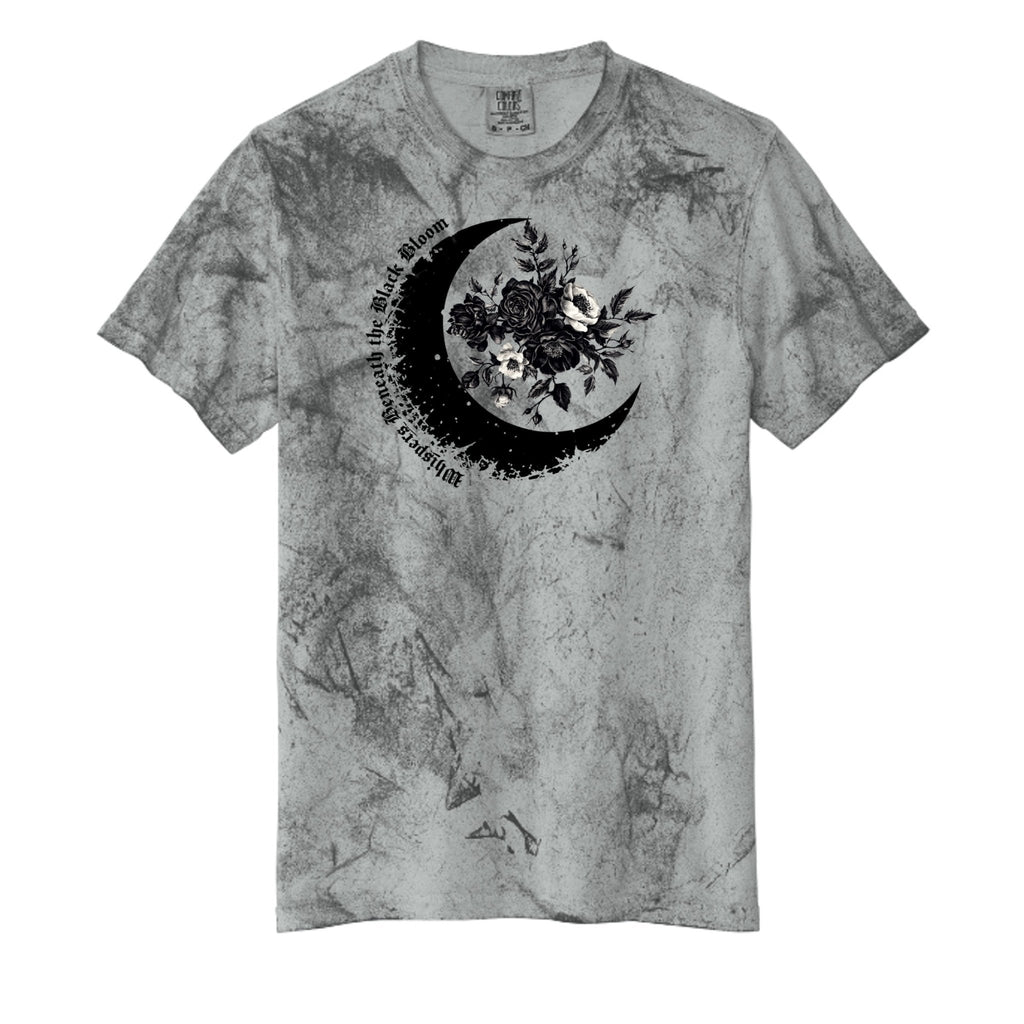 Floral Gothic Moon T-Shirt - Dark Aesthetic Design Tee - Mystical Moon & Floral Tee - Midnight Eye, LLC