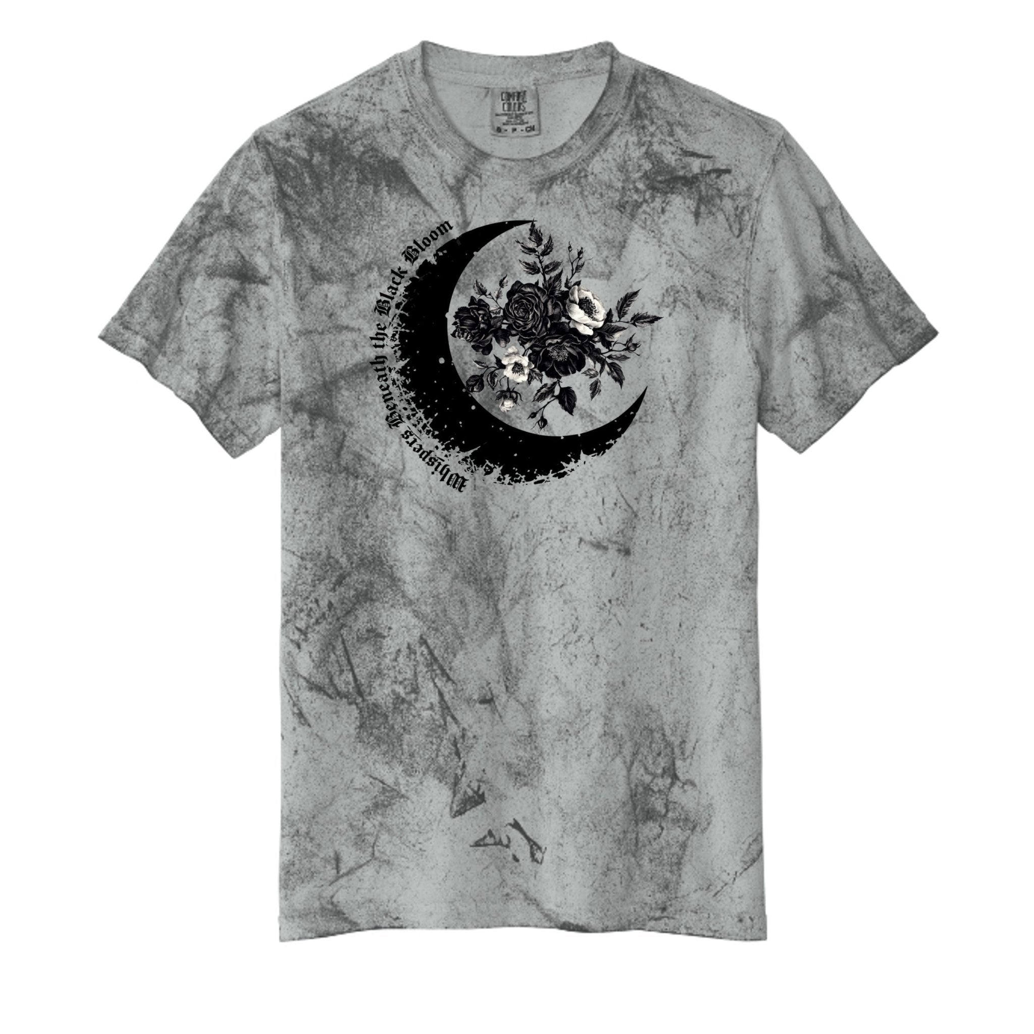 Floral Gothic Moon T-Shirt - Dark Aesthetic Design Tee - Mystical Moon & Floral Tee - Midnight Eye, LLC