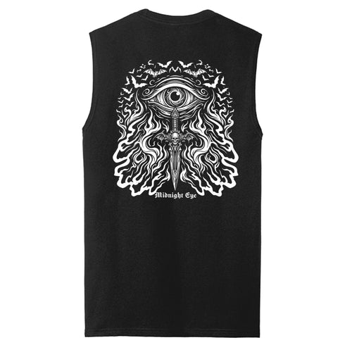 Eye Flames and Dager with Skull T - Shir - Gothic Tank Top - Streetwear Tank Top - Midnight Eye, LLC