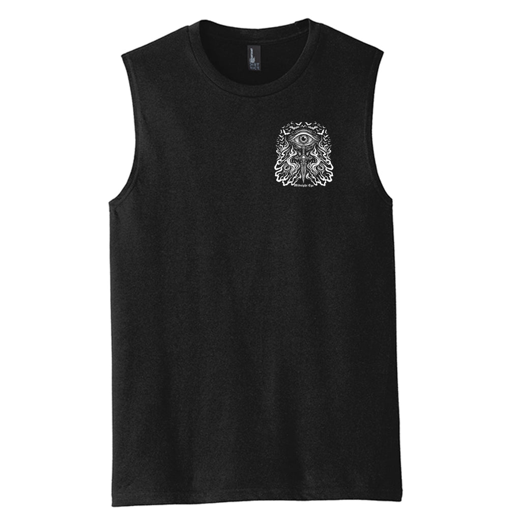 Eye Flames and Dager with Skull T - Shir - Gothic Tank Top - Streetwear Tank Top - Midnight Eye, LLC