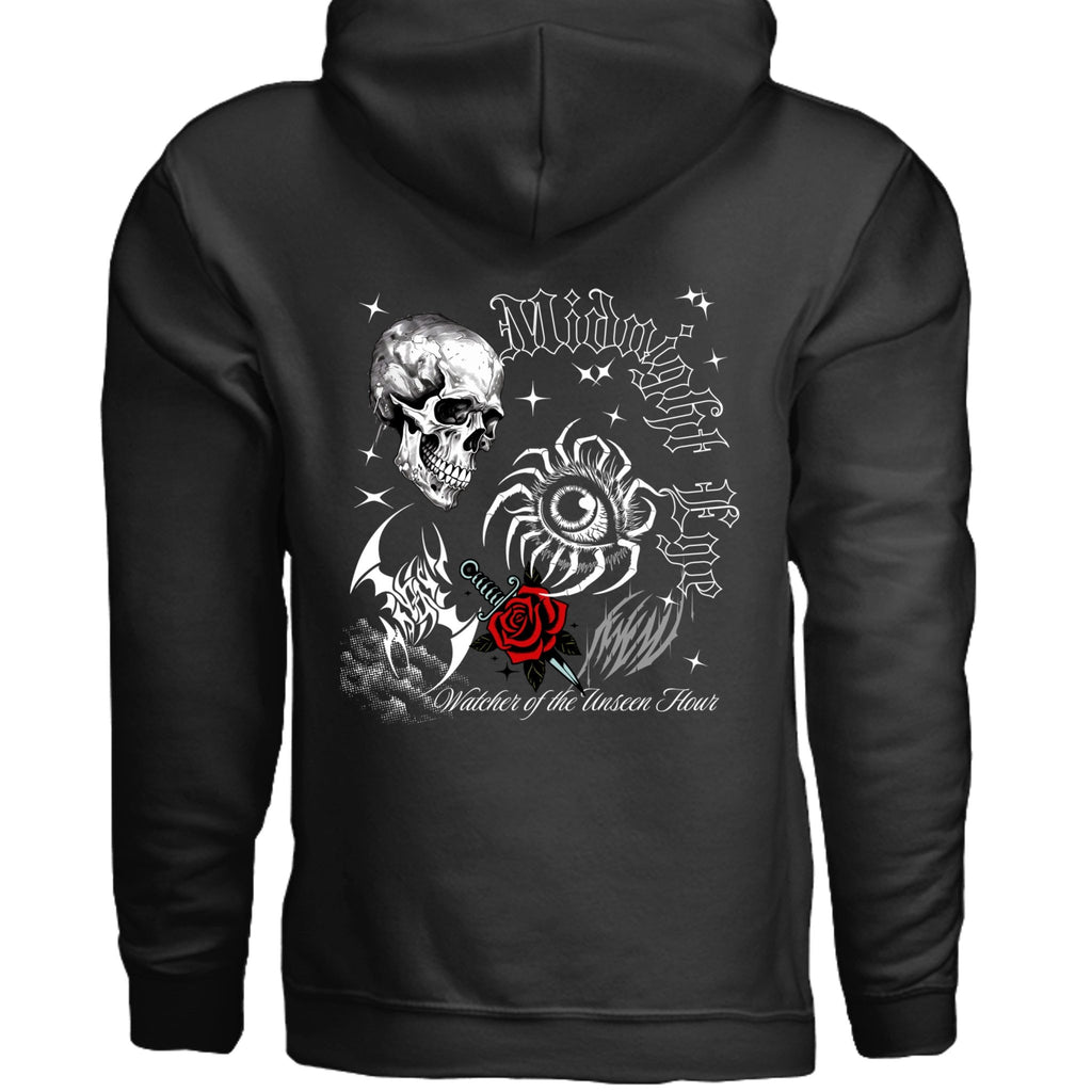 Skull Red Rose and Eye Graphic T-Shirt - Tattoo Gothic Tee - Streetwear Tee - Midnight Eye, LLC
