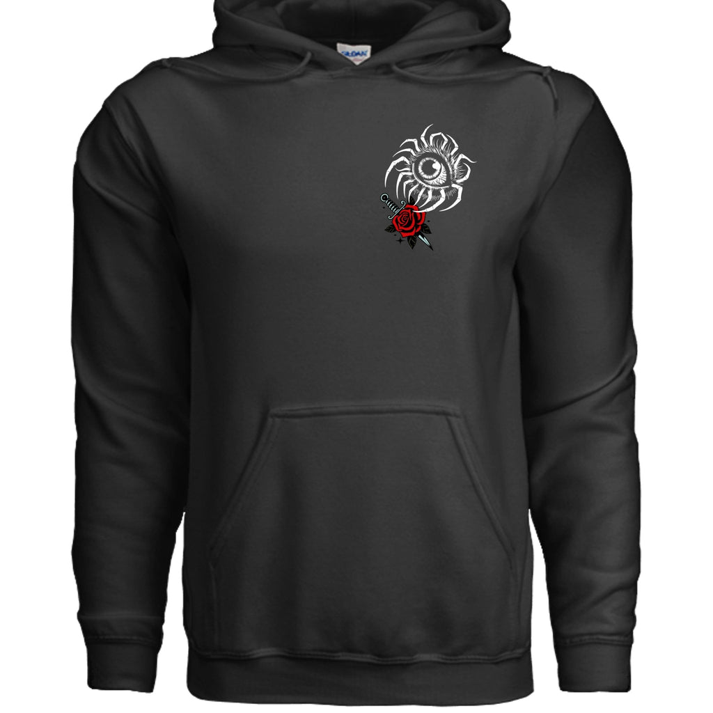 Skull Red Rose and Eye Graphic T-Shirt - Tattoo Gothic Tee - Streetwear Tee - Midnight Eye, LLC