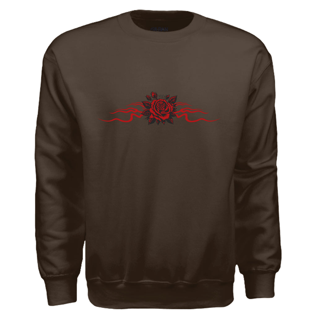 Wings Eye Red Rose Gothic Crewneck - Tattoo Art Graphic Sweatshirt. Midnight Eye, LLC. 