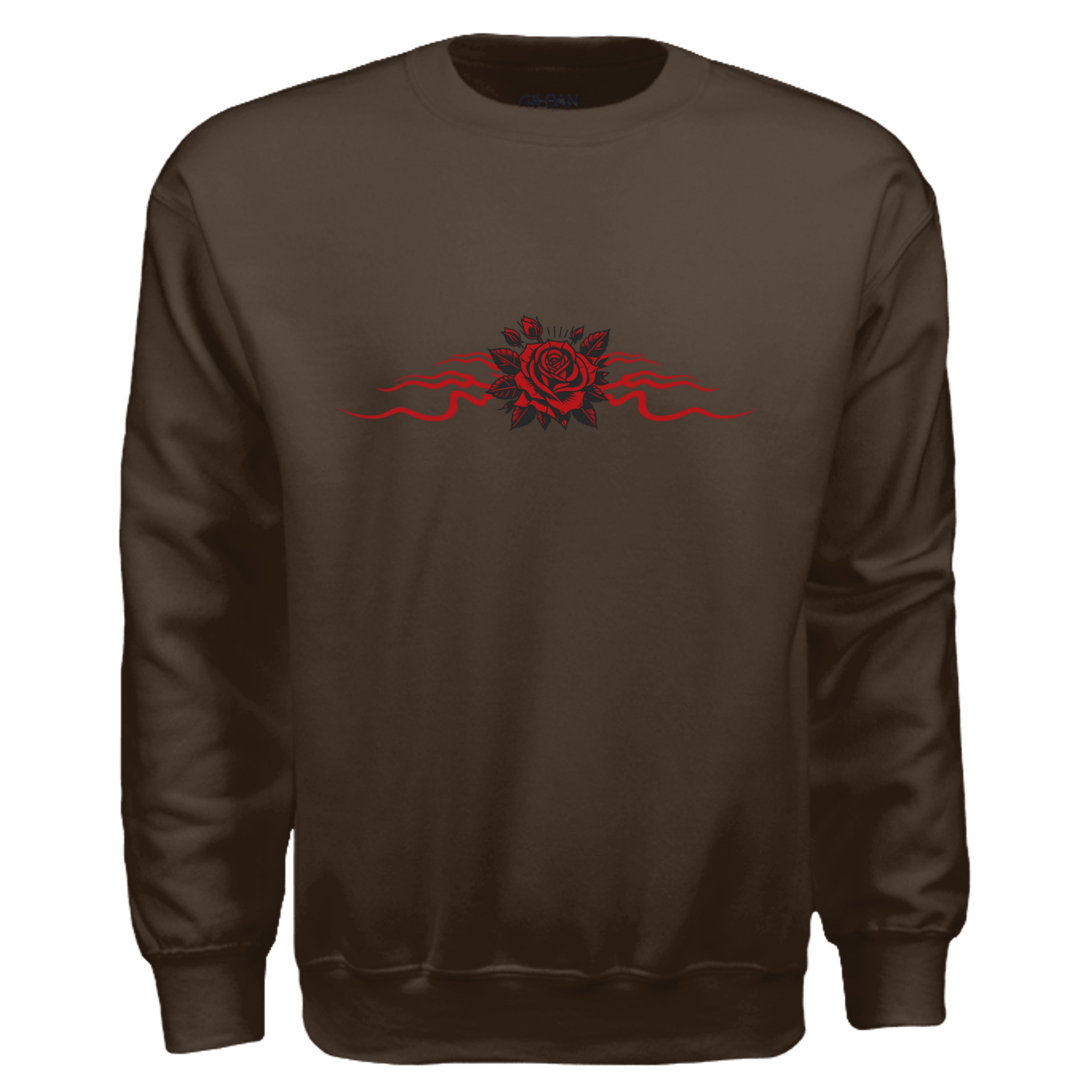 Wings Eye Red Rose Gothic Crewneck - Tattoo Art Graphic Sweatshirt. Midnight Eye, LLC. 